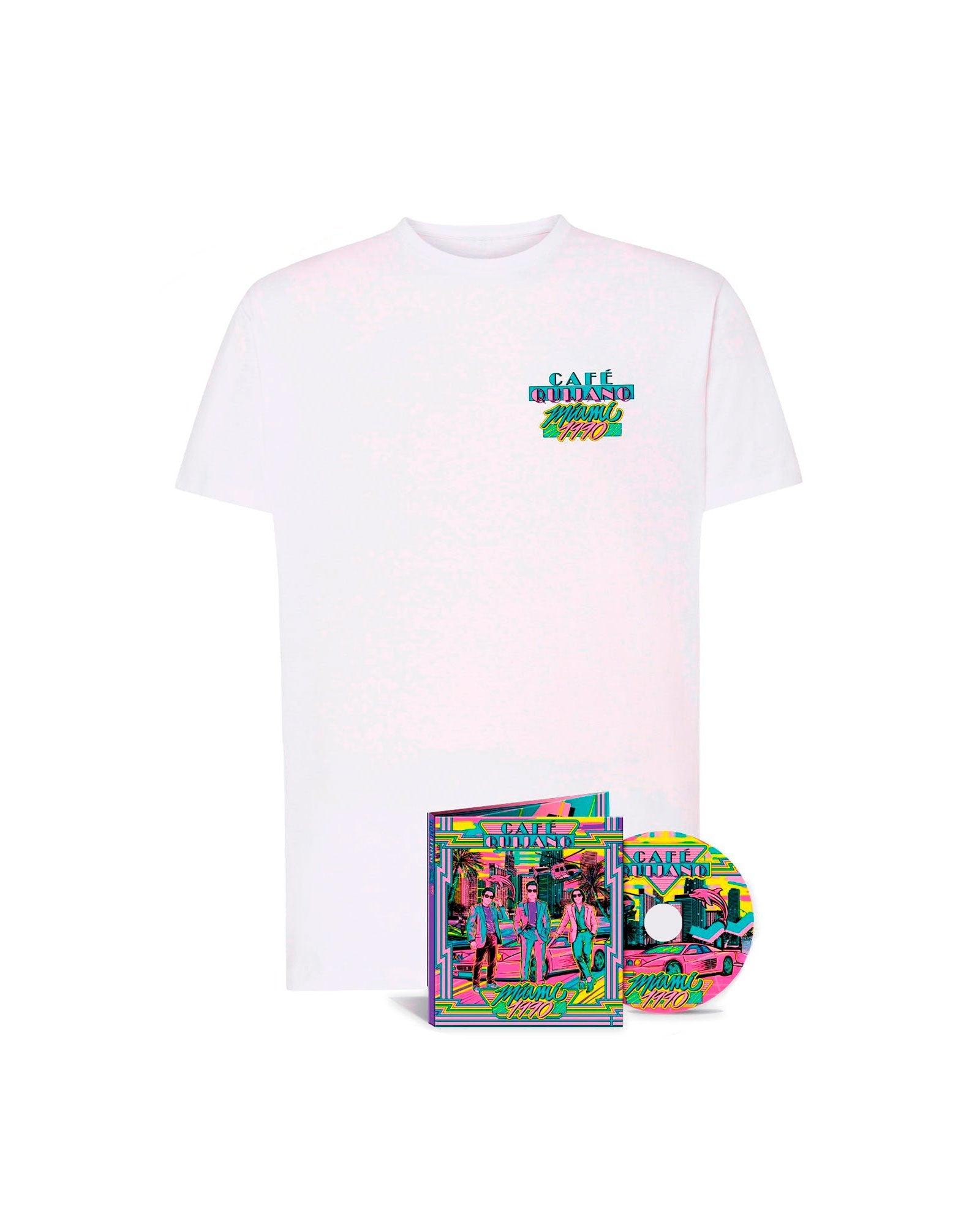 Café Quijano - Pack CD "Miami 1990" + Camiseta Unisex - D2fy · Rocktud - Café Quijano