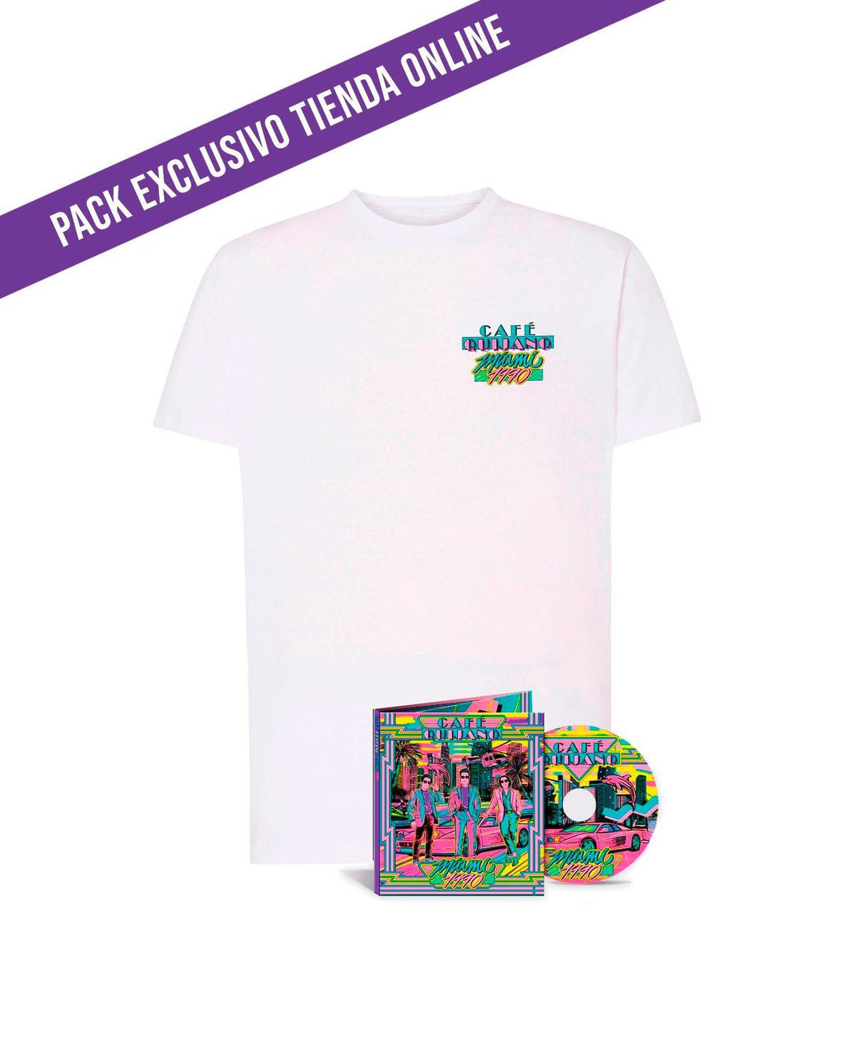 Café Quijano - Pack CD "Miami 1990" + Camiseta Unisex - D2fy · Rocktud - Café Quijano