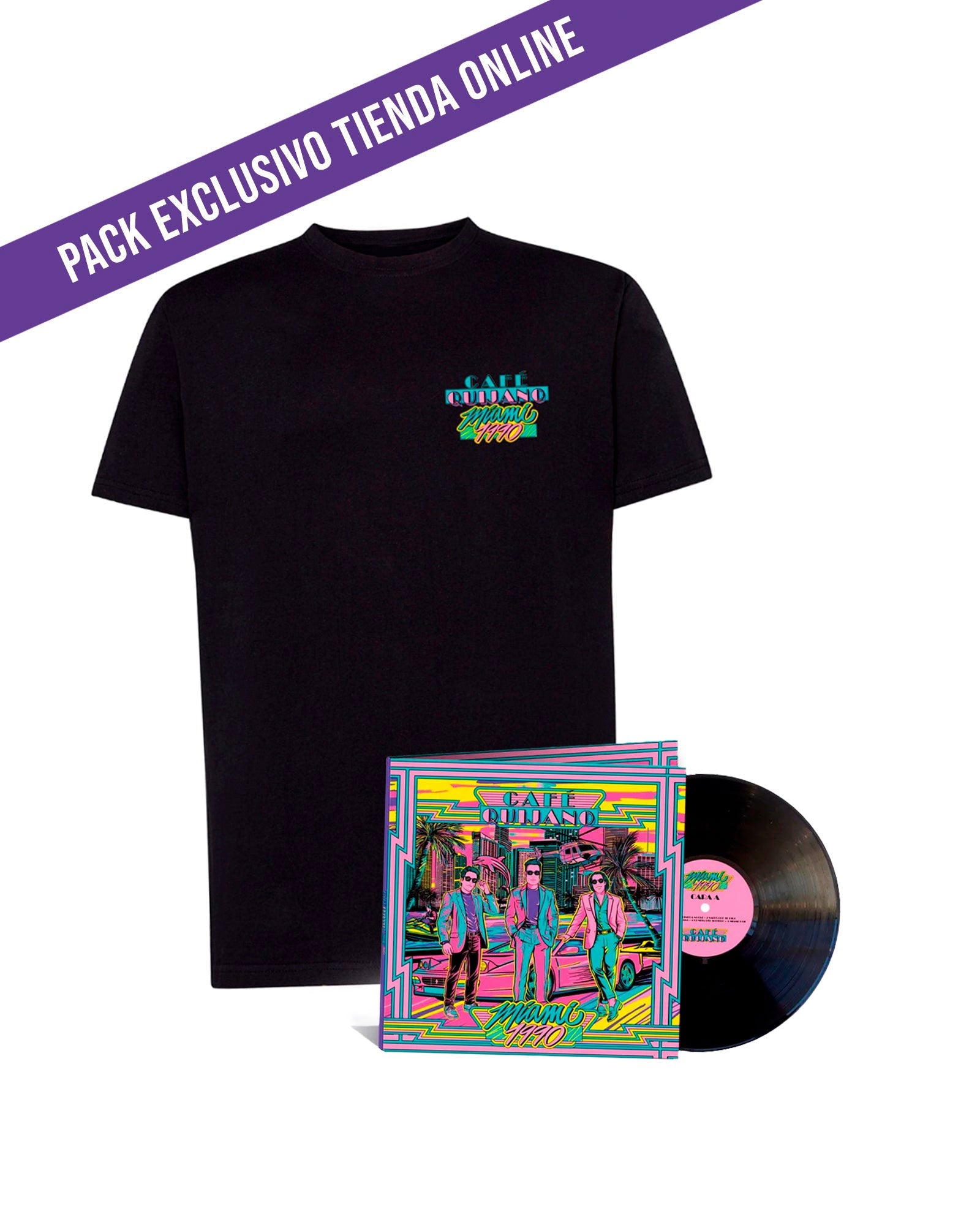 Café Quijano - Pack LP Vinilo "Miami 1990" + Camiseta Unisex - D2fy · Rocktud - Café Quijano