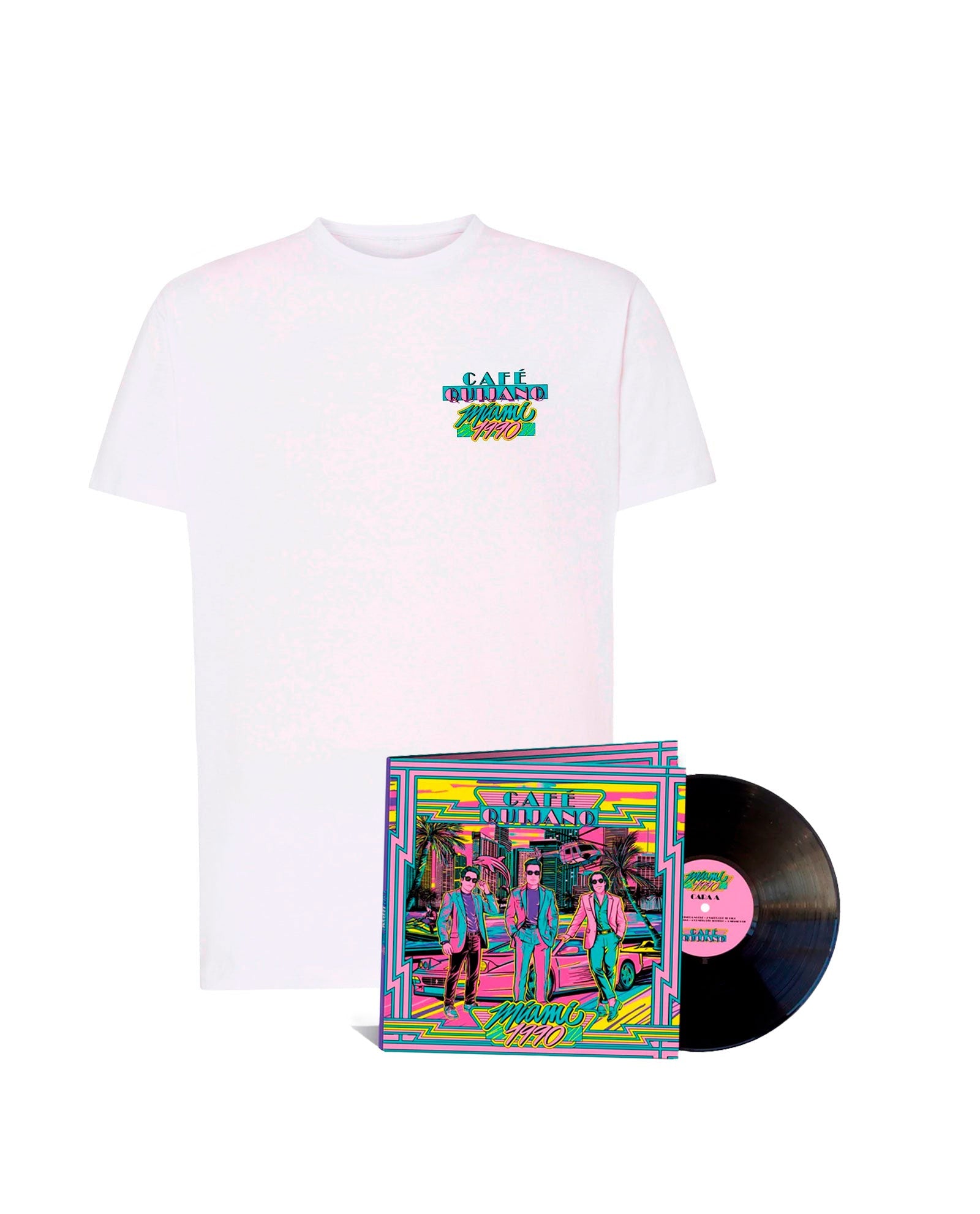 Café Quijano - Pack LP Vinilo "Miami 1990" + Camiseta Unisex - D2fy · Rocktud - Café Quijano