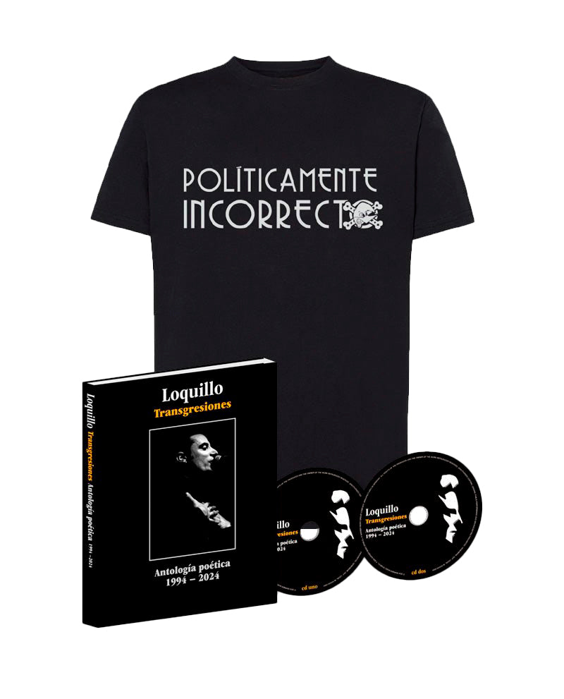 Loquillo - 2CD Libro "Transgresiones - Antología Poética" + Camiseta "Políticamente Incorrecto"