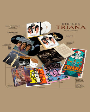 Triana - BOX "Eternos Triana" (4LP Vinilo + 1DVD + 4 LÁMINAS + 1 PÓSTER + SLIPMAT + POSTAL FIRMADA) - D2fy · Rocktud - Rocktud